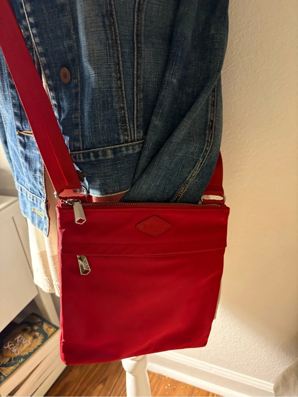 MZ Wallace Red Nylon Crossbody Messenger Bag